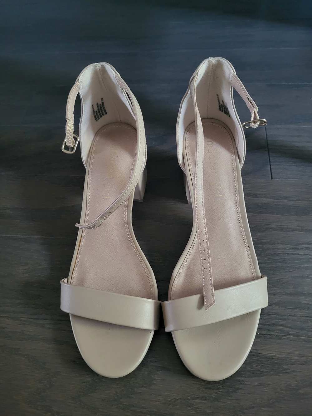 Madden Girl Nude/Taupe Ankle-Strap Block Heels
